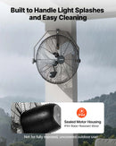 VEVOR sienas ventilators, 450mm, IP44, 3 ātrumi, liels gaisa plūsmas attālums, regulējams rotācijas leņķis, jaudīgs, rūpniecībai, komerctelpām, garāžām, darbnīcām un sporta zālēm
