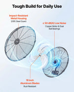 VEVOR sienas ventilators, 450mm, IP44, 3 ātrumi, liels gaisa plūsmas attālums, regulējams rotācijas leņķis, jaudīgs, rūpniecībai, komerctelpām, garāžām, darbnīcām un sporta zālēm