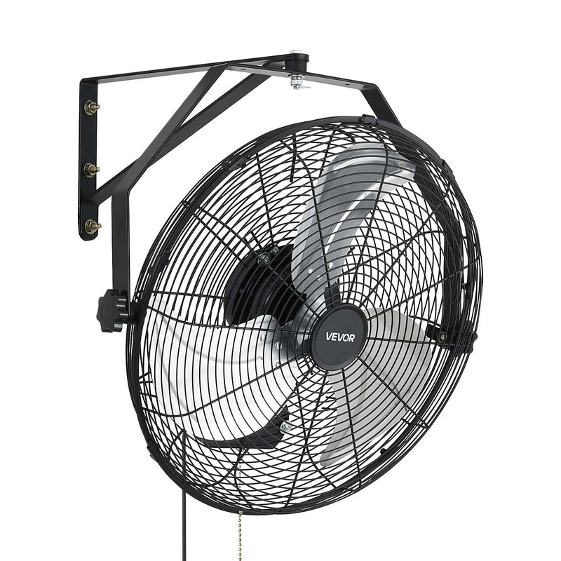 VEVOR sienas ventilators, 450mm, IP44, 3 ātrumi, liels gaisa plūsmas attālums, regulējams rotācijas leņķis, jaudīgs, rūpniecībai, komerctelpām, garāžām, darbnīcām un sporta zālēm