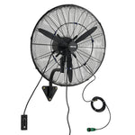VEVOR sienas ventilators 610 mm, pie sienas pakarināms ventilators ar oscilāciju, miglošanas funkciju, IP44 aizsardzības klase, 3 ātrumi, jaudīga gaisa plūsma, mehāniska vadība, paredzēts rūpnieciskai, komerciālai lietošanai, garāžām un darbnīcām