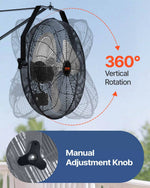 Rūpnieciskais sienas ventilators 44,6 cm, 3 ātrumi