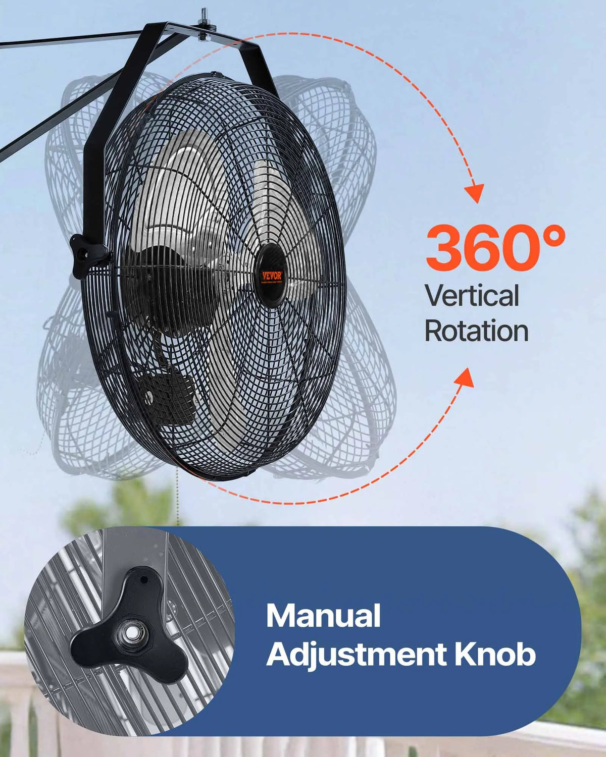 Rūpnieciskais sienas ventilators 44,6 cm, 3 ātrumi