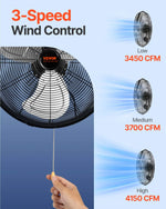 Rūpnieciskais sienas ventilators 44,6 cm, 3 ātrumi