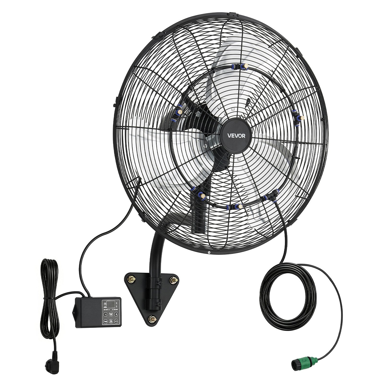 VEVOR sienas ventilators, 505mm, ar svārstību un miglas funkciju, tālvadības pulti, IP44, 3 ātrumi, 18h taimeris, temperatūras kontrole, rūpniecībai, komerctelpām, garāžām, darbnīcām un sporta zālēm