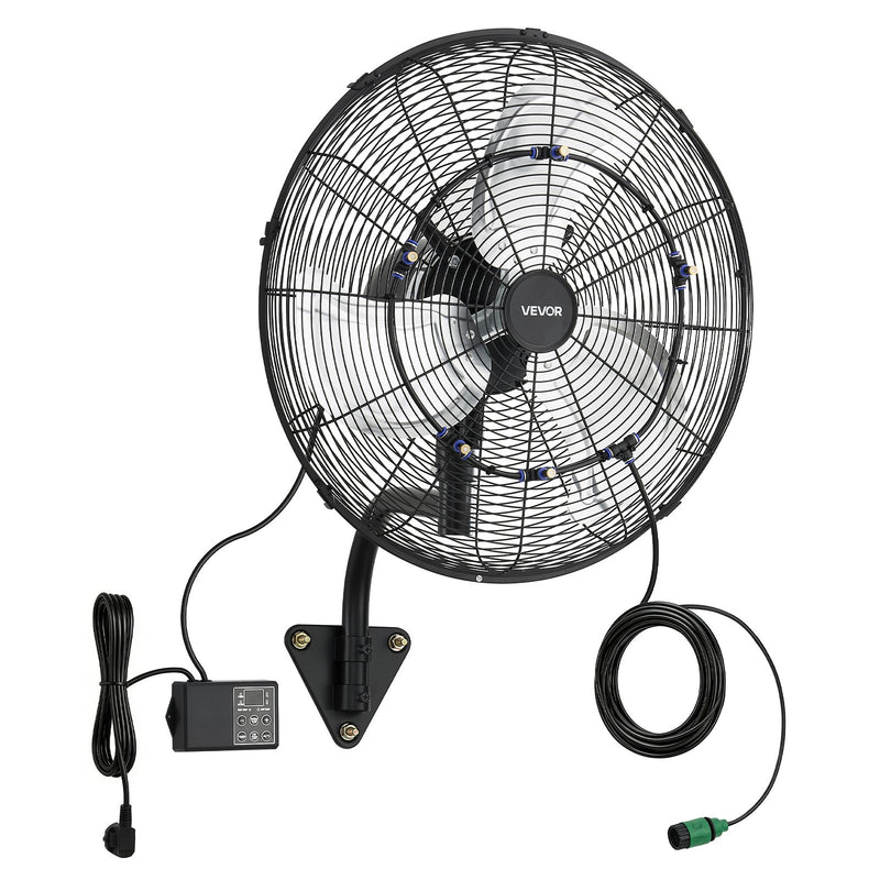VEVOR sienas ventilators, 505mm, ar svārstību un miglas funkciju, tālvadības pulti, IP44, 3 ātrumi, 18h taimeris, temperatūras kontrole, rūpniecībai, komerctelpām, garāžām, darbnīcām un sporta zālēm