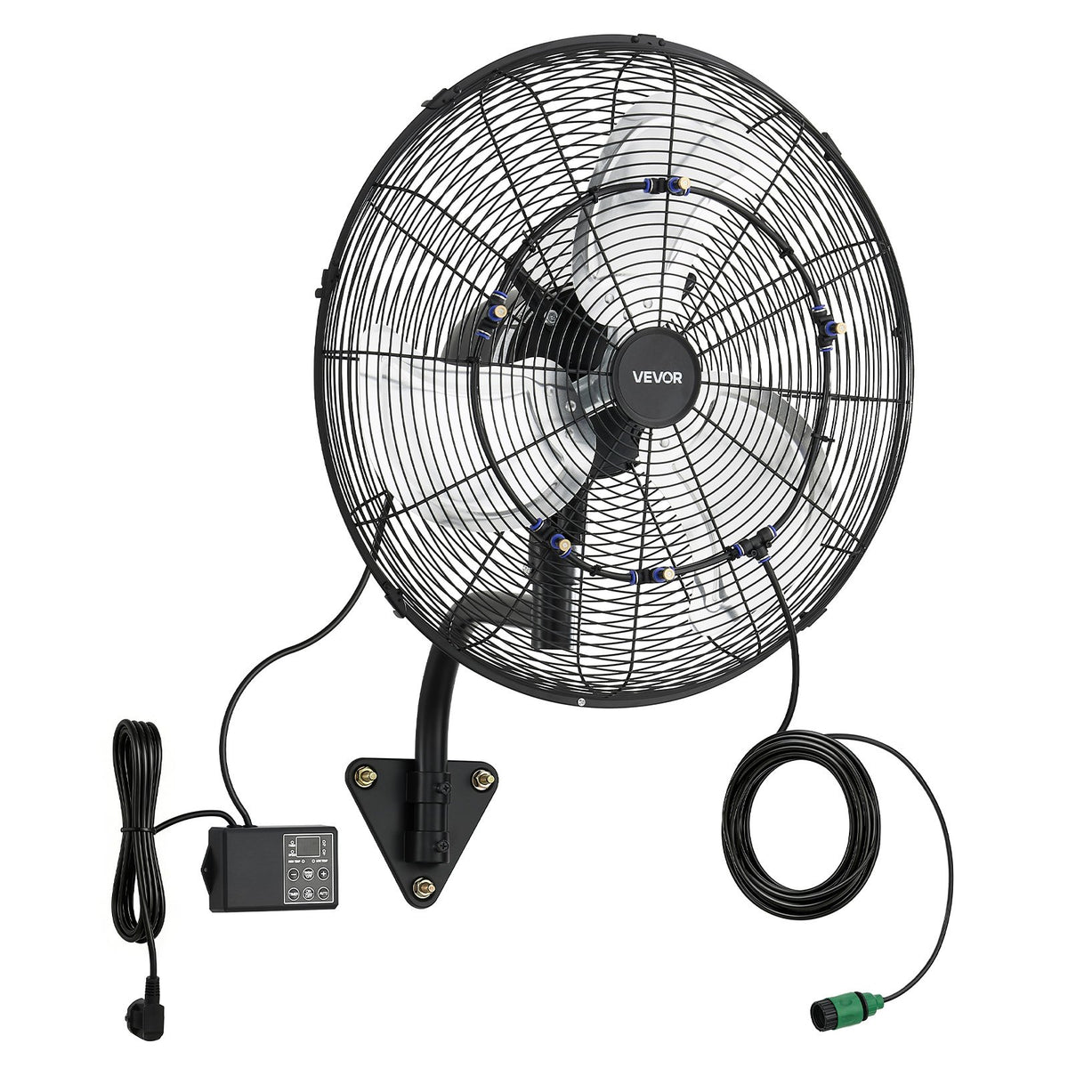 VEVOR sienas ventilators, 505mm, ar svārstību un miglas funkciju, tālvadības pulti, IP44, 3 ātrumi, 18h taimeris, temperatūras kontrole, rūpniecībai, komerctelpām, garāžām, darbnīcām un sporta zālēm