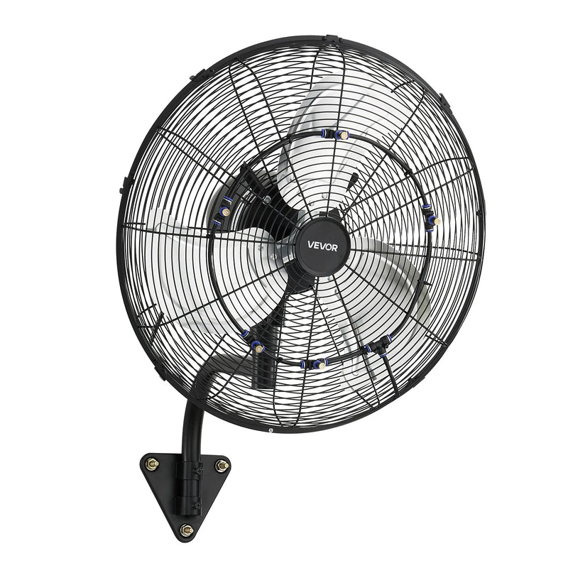VEVOR sienas ventilators, 505mm, ar svārstību un miglas funkciju, tālvadības pulti, IP44, 3 ātrumi, 18h taimeris, temperatūras kontrole, rūpniecībai, komerctelpām, garāžām, darbnīcām un sporta zālēm