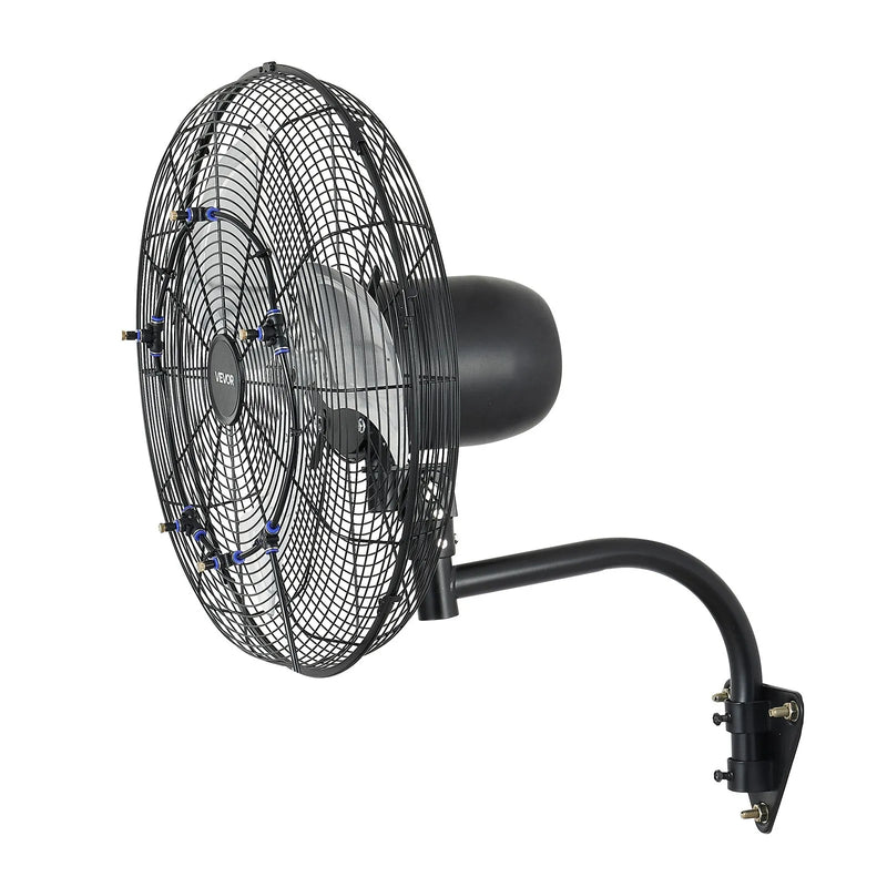 VEVOR sienas ventilators, 505mm, ar svārstību un miglas funkciju, tālvadības pulti, IP44, 3 ātrumi, 18h taimeris, temperatūras kontrole, rūpniecībai, komerctelpām, garāžām, darbnīcām un sporta zālēm