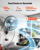 VEVOR sienas ventilators, 505mm, ar svārstību un miglas funkciju, tālvadības pulti, IP44, 3 ātrumi, 18h taimeris, temperatūras kontrole, rūpniecībai, komerctelpām, garāžām, darbnīcām un sporta zālēm