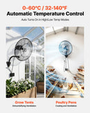 VEVOR sienas ventilators, 505mm, ar svārstību un miglas funkciju, tālvadības pulti, IP44, 3 ātrumi, 18h taimeris, temperatūras kontrole, rūpniecībai, komerctelpām, garāžām, darbnīcām un sporta zālēm