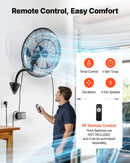 VEVOR sienas ventilators, 505mm, ar svārstību un miglas funkciju, tālvadības pulti, IP44, 3 ātrumi, 18h taimeris, temperatūras kontrole, rūpniecībai, komerctelpām, garāžām, darbnīcām un sporta zālēm