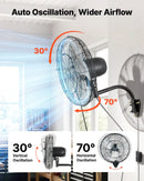 VEVOR sienas ventilators, 505mm, ar svārstību un miglas funkciju, tālvadības pulti, IP44, 3 ātrumi, 18h taimeris, temperatūras kontrole, rūpniecībai, komerctelpām, garāžām, darbnīcām un sporta zālēm