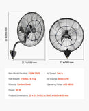 VEVOR sienas ventilators, 505mm, ar svārstību un miglas funkciju, tālvadības pulti, IP44, 3 ātrumi, 18h taimeris, temperatūras kontrole, rūpniecībai, komerctelpām, garāžām, darbnīcām un sporta zālēm