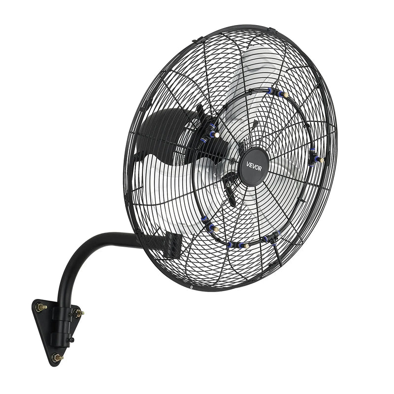 VEVOR sienas ventilators, 505mm, ar svārstību un miglas funkciju, tālvadības pulti, IP44, 3 ātrumi, 18h taimeris, temperatūras kontrole, rūpniecībai, komerctelpām, garāžām, darbnīcām un sporta zālēm
