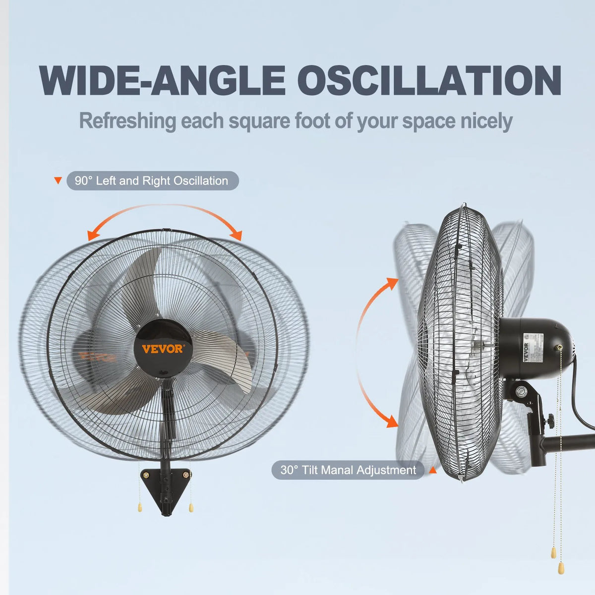 Sienas ventilators metāla 49 cm 3 ātrumi