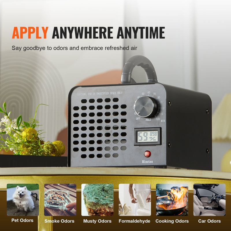 Ozonu ģenerators 24000 mg/h ar 0–120 minūšu taimeri