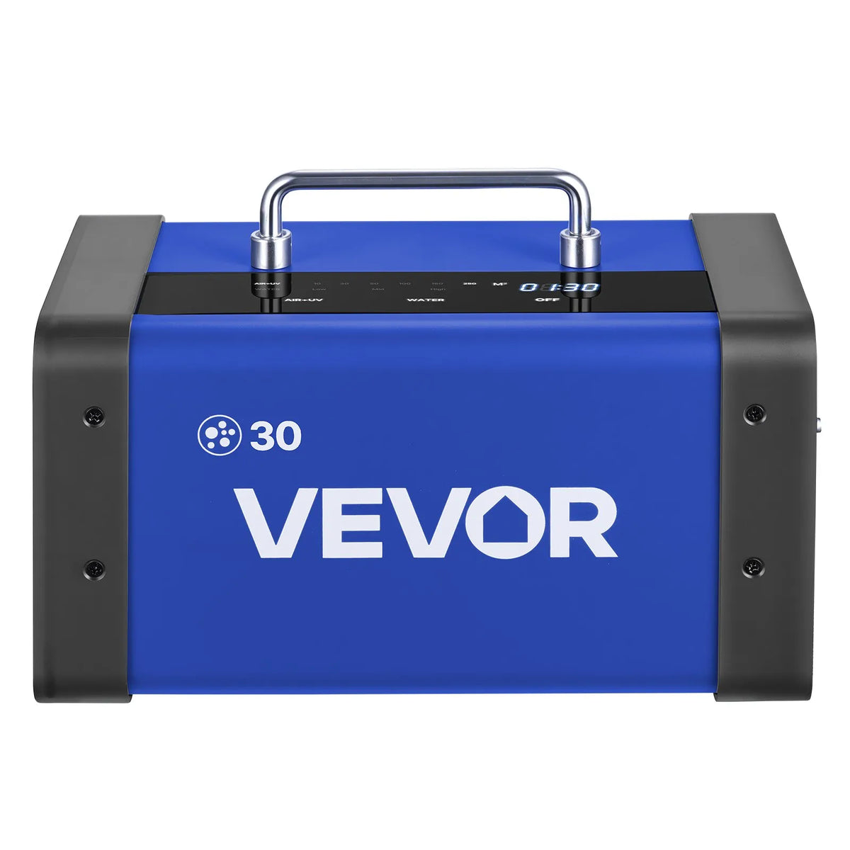 Генератор озона VEVOR 30000 мг/ч, коммерческая озоновая установка с сенсорным ЖК-экраном, задержкой запуска на 15 секунд, режимом подачи воды через два шланга, для помещений площадью до 250 м²