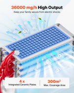 VEVOR ozona ģenerators 36 000 mg/h, komerciāla ozona iekārta ar 15 s aizkavētu palaišanu, zonu balstītu taimeri un LCD skārienekrānu, industriāls smaku neitralizators automašīnām, dūmiem un mājoklim, līdz 300 m²