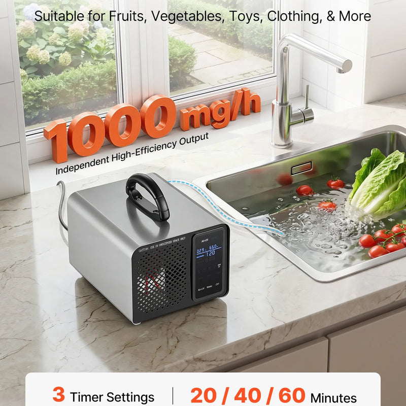 VEVOR ozona ģenerators 36 000 mg/h, komerciāla ozona iekārta ar 15 s aizkavētu palaišanu, zonu balstītu taimeri un LCD skārienekrānu, industriāls smaku neitralizators automašīnām, dūmiem un mājoklim, līdz 300 m²