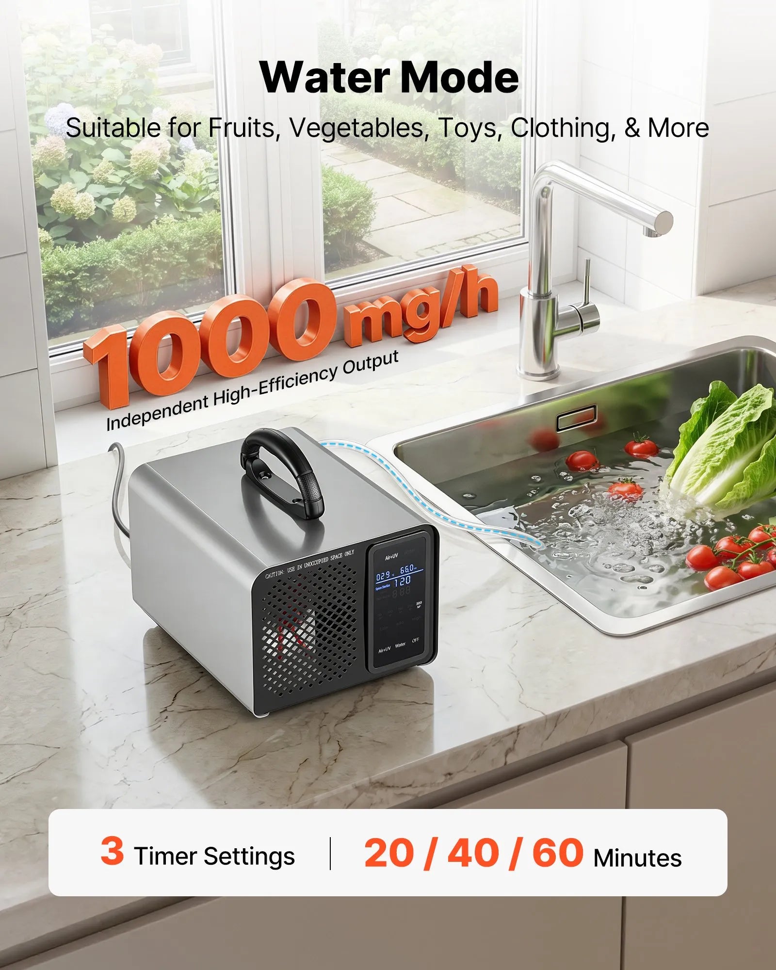 VEVOR ozona ģenerators 36 000 mg/h, komerciāla ozona iekārta ar 15 s aizkavētu palaišanu, zonu balstītu taimeri un LCD skārienekrānu, industriāls smaku neitralizators automašīnām, dūmiem un mājoklim, līdz 300 m²