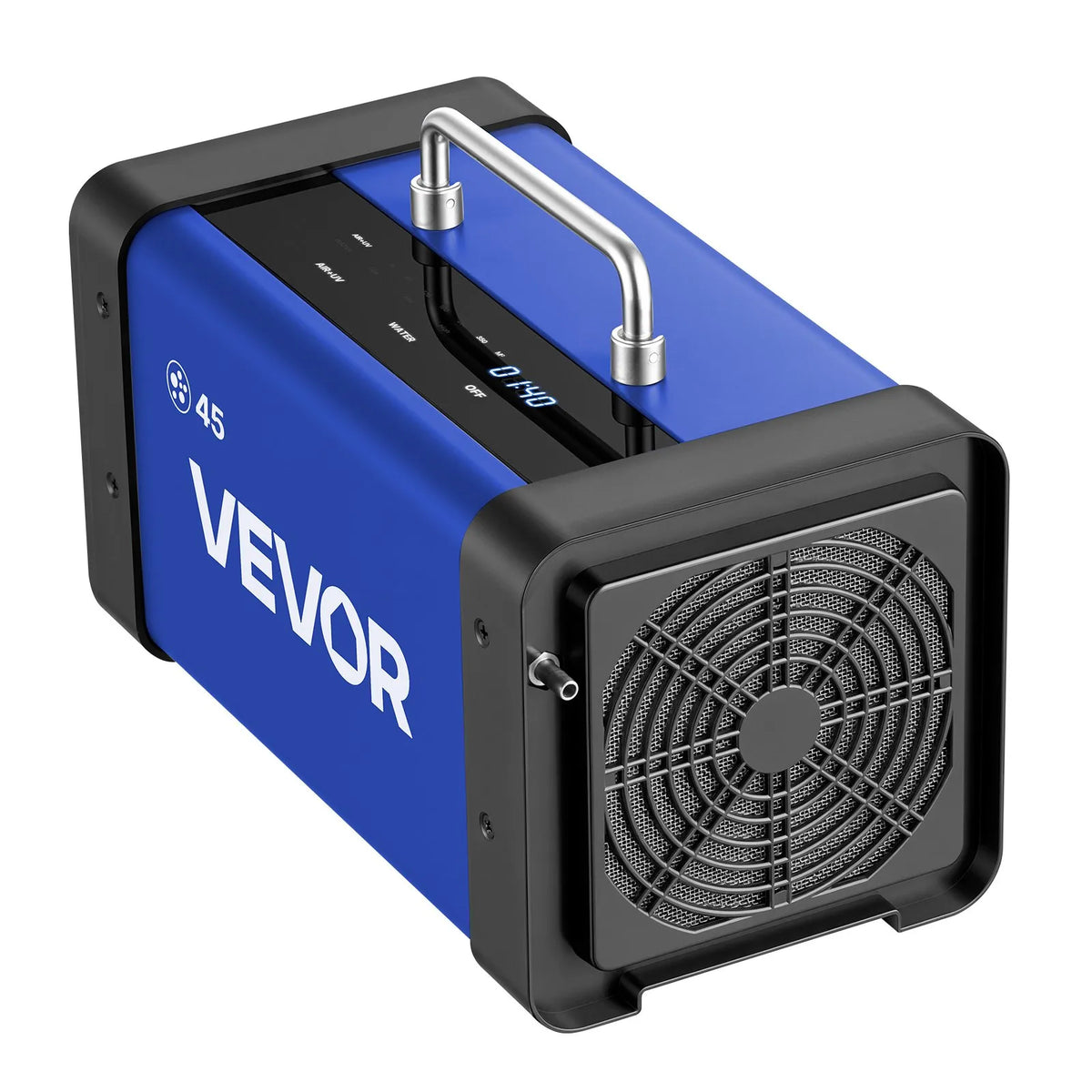 VEVOR ozona ģenerators 45 000 mg/h, komerciāla ozona iekārta ar 15 s aizkavētu palaišanu, divu šļūteņu ūdens režīmu un LCD skārienekrānu, industriāls smaku neitralizators automašīnām, dūmiem un mājoklim, līdz 350 m²