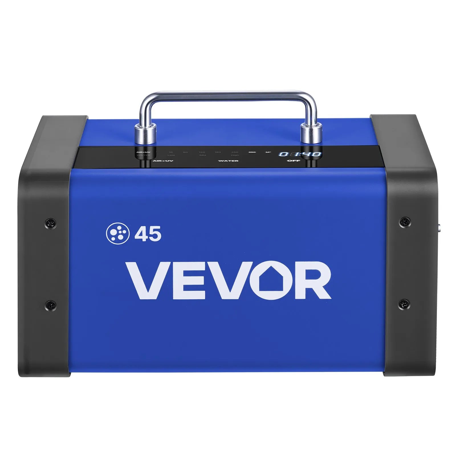 VEVOR ozona ģenerators 45 000 mg/h, komerciāla ozona iekārta ar 15 s aizkavētu palaišanu, divu šļūteņu ūdens režīmu un LCD skārienekrānu, industriāls smaku neitralizators automašīnām, dūmiem un mājoklim, līdz 350 m²