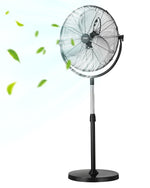 VEVOR rūpnieciskais statīva ventilators, 3 ātrumi, augstums regulējams no 115 līdz 147 cm
