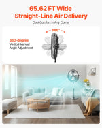 VEVOR rūpnieciskais statīva ventilators, 3 ātrumi, augstums regulējams no 115 līdz 147 cm