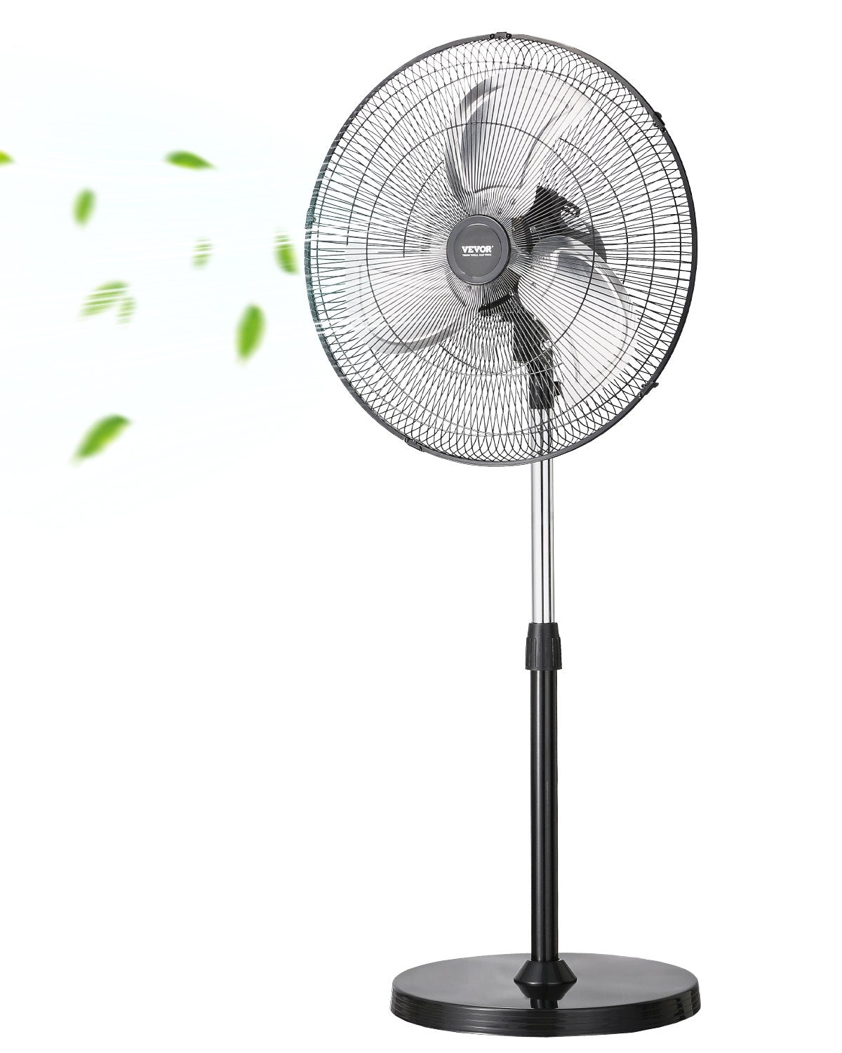 VEVOR 50 cm rūpnieciskais stāvošais ventilators, 3 ātrumi, oscilējošs, augstuma regulēšana