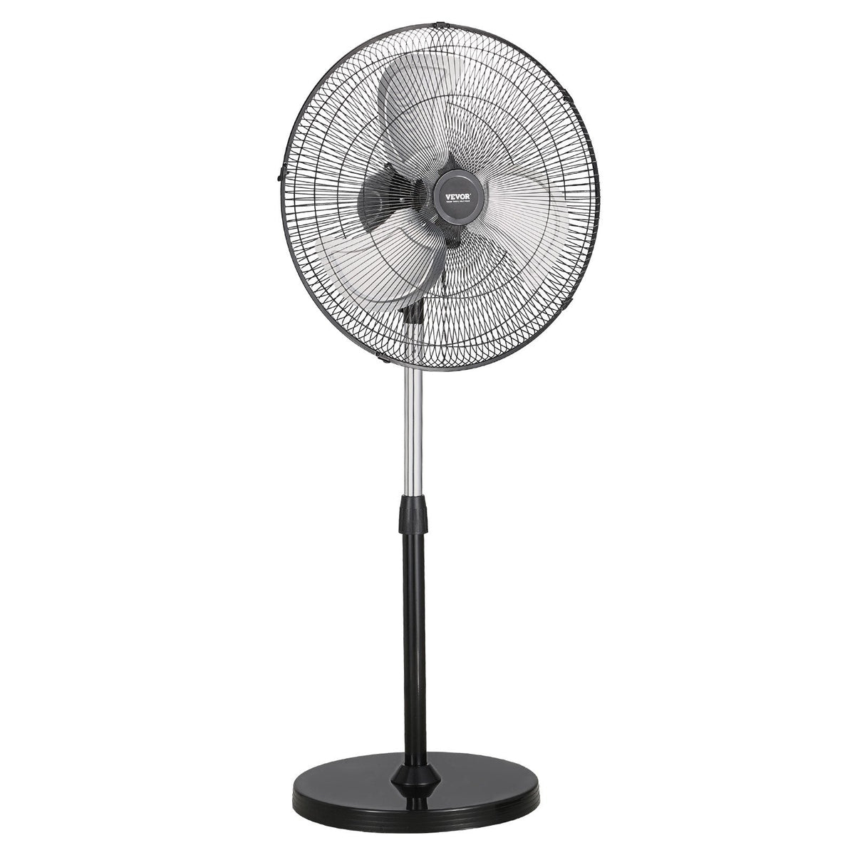 VEVOR 50 cm rūpnieciskais stāvošais ventilators, 3 ātrumi, oscilējošs, augstuma regulēšana