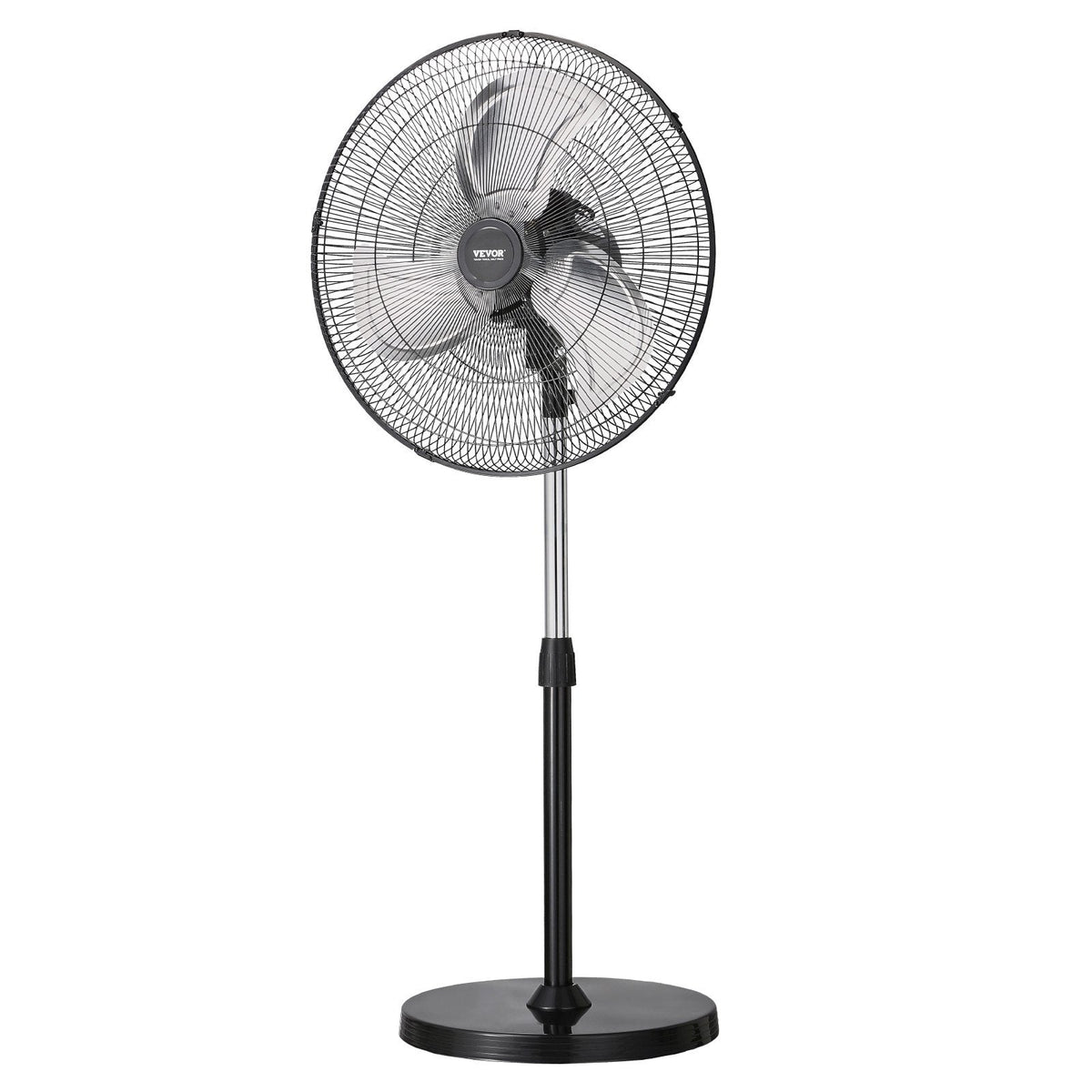 VEVOR 50 cm rūpnieciskais stāvošais ventilators, 3 ātrumi, oscilējošs, augstuma regulēšana