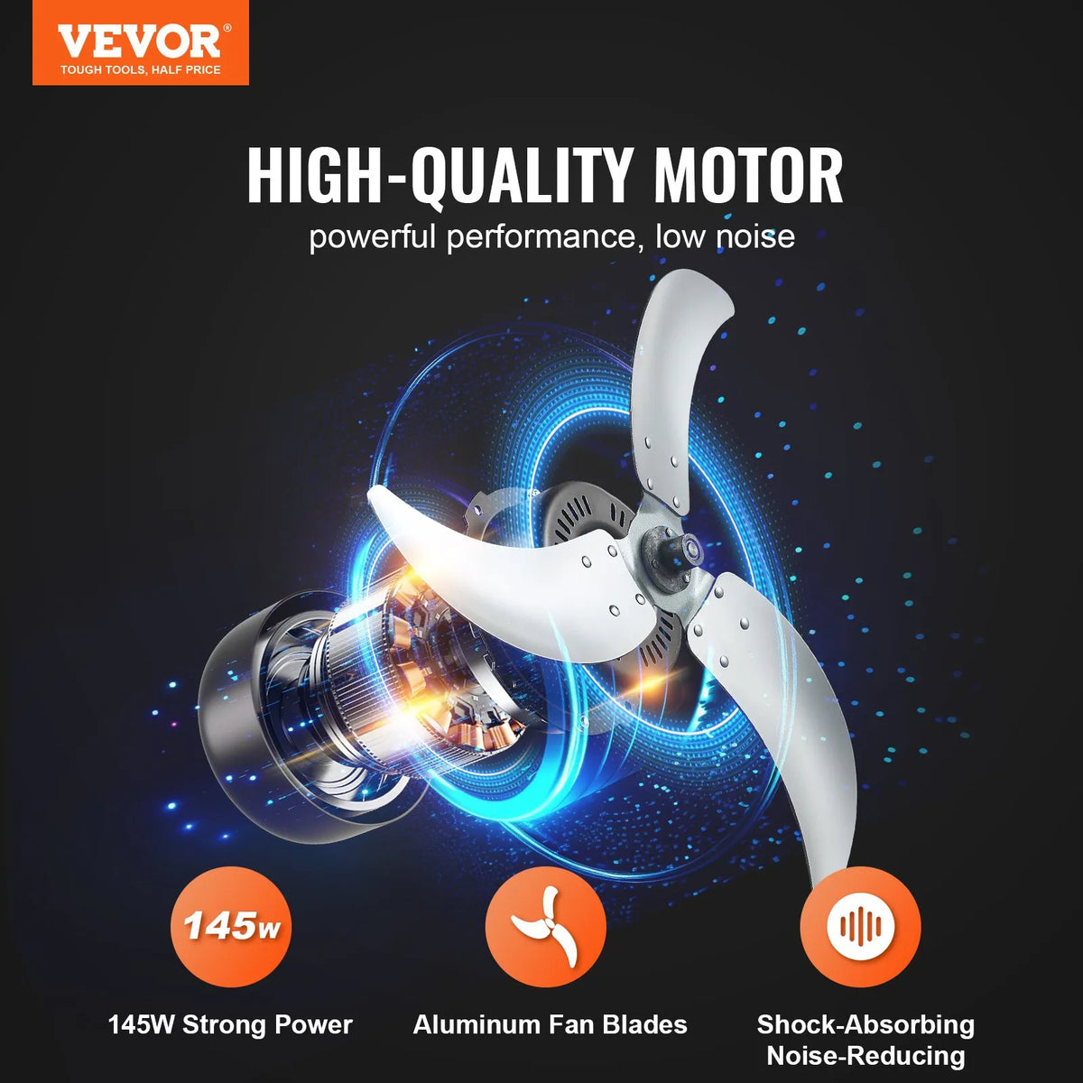 VEVOR Rūpnieciskais grīdas ventilators 61 cm, 3 ātrumi, taimeris, noliktavām