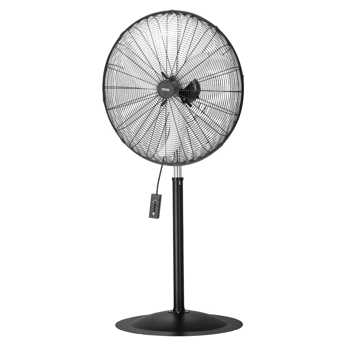 VEVOR 76 cm Industriālais stāvošais ventilators ar 3 ātrumiem, oscilējošs, ar augstuma regulēšanu