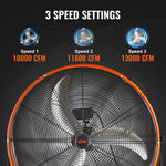 VEVOR 76.2 cm rūpnieciskais ventilators, augstas plūsmas, 3 ātrumi, 13000 CFM, noliktavai