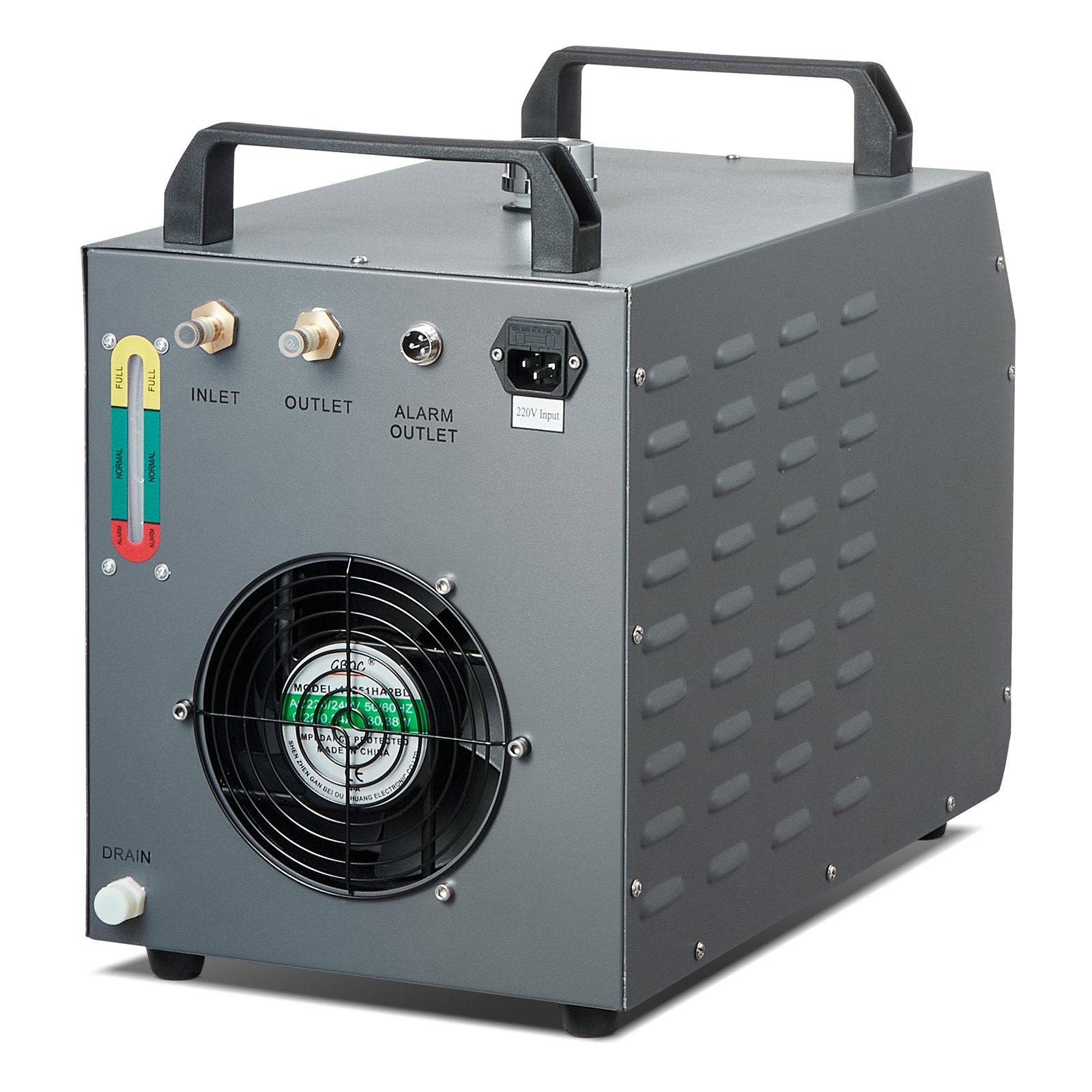 VEVOR CW-3000 ir gaisa industriālais ūdens dzesētājs ar 12L ūdens tvertnes ietilpību un 12 litru/minūtes maksimālo plūsmas ātrumu, ideāli piemērots lāzera gravēšanas mašīnu dzesēšanai un lāzera caurules dzesēšanas sistēmai.