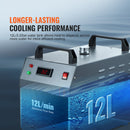 VEVOR CW-3000 ir gaisa industriālais ūdens dzesētājs ar 12L ūdens tvertnes ietilpību un 12 litru/minūtes maksimālo plūsmas ātrumu, ideāli piemērots lāzera gravēšanas mašīnu dzesēšanai un lāzera caurules dzesēšanas sistēmai.