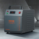 VEVOR CW-3000 ir gaisa industriālais ūdens dzesētājs ar 12L ūdens tvertnes ietilpību un 12 litru/minūtes maksimālo plūsmas ātrumu, ideāli piemērots lāzera gravēšanas mašīnu dzesēšanai un lāzera caurules dzesēšanas sistēmai.