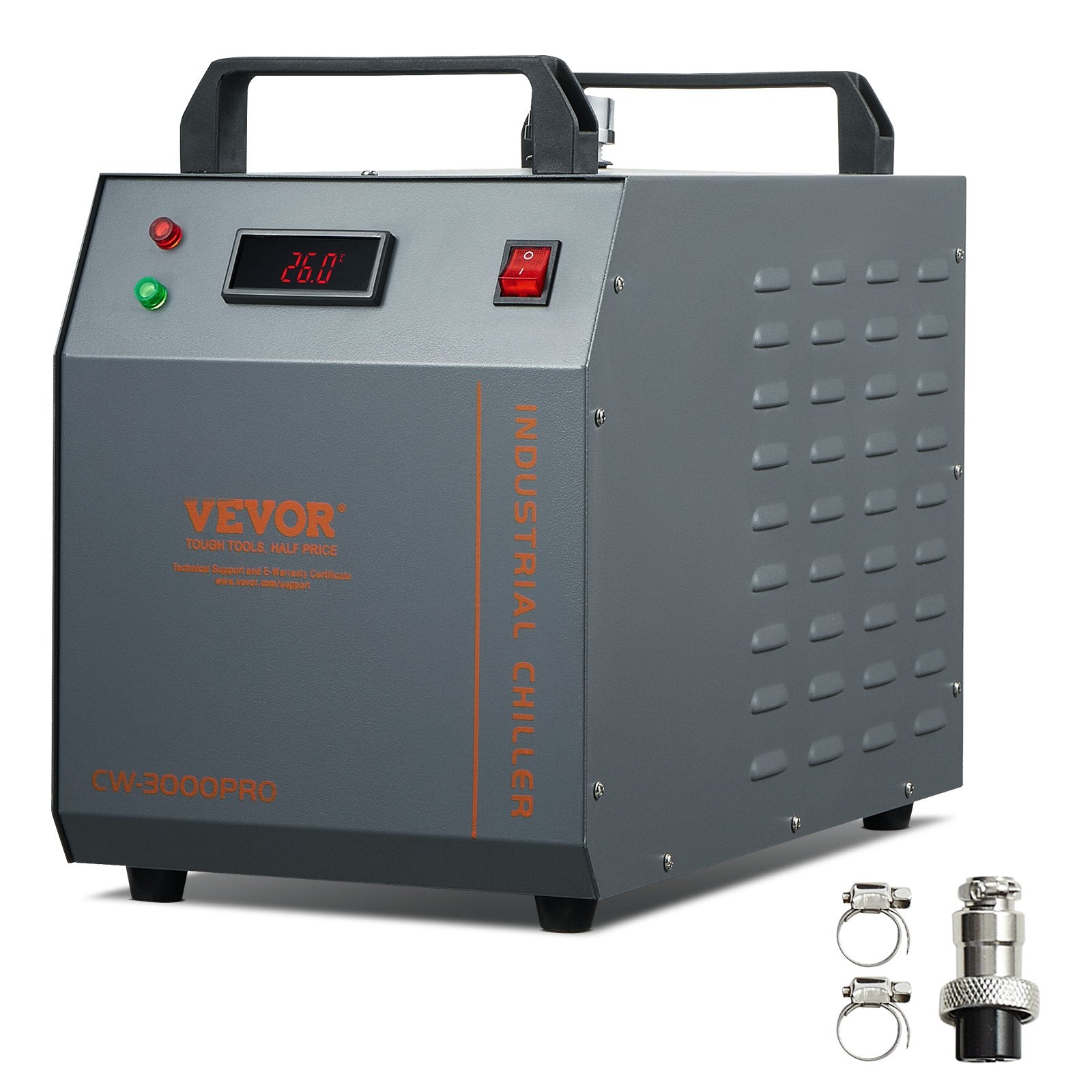 VEVOR Industrial Water Cooler CW-3000(PRO), 150W Air Cooling System with 12L Water Tank and 18L/min Maximum Flow Rate, Suitable for Laser Engraving Machines