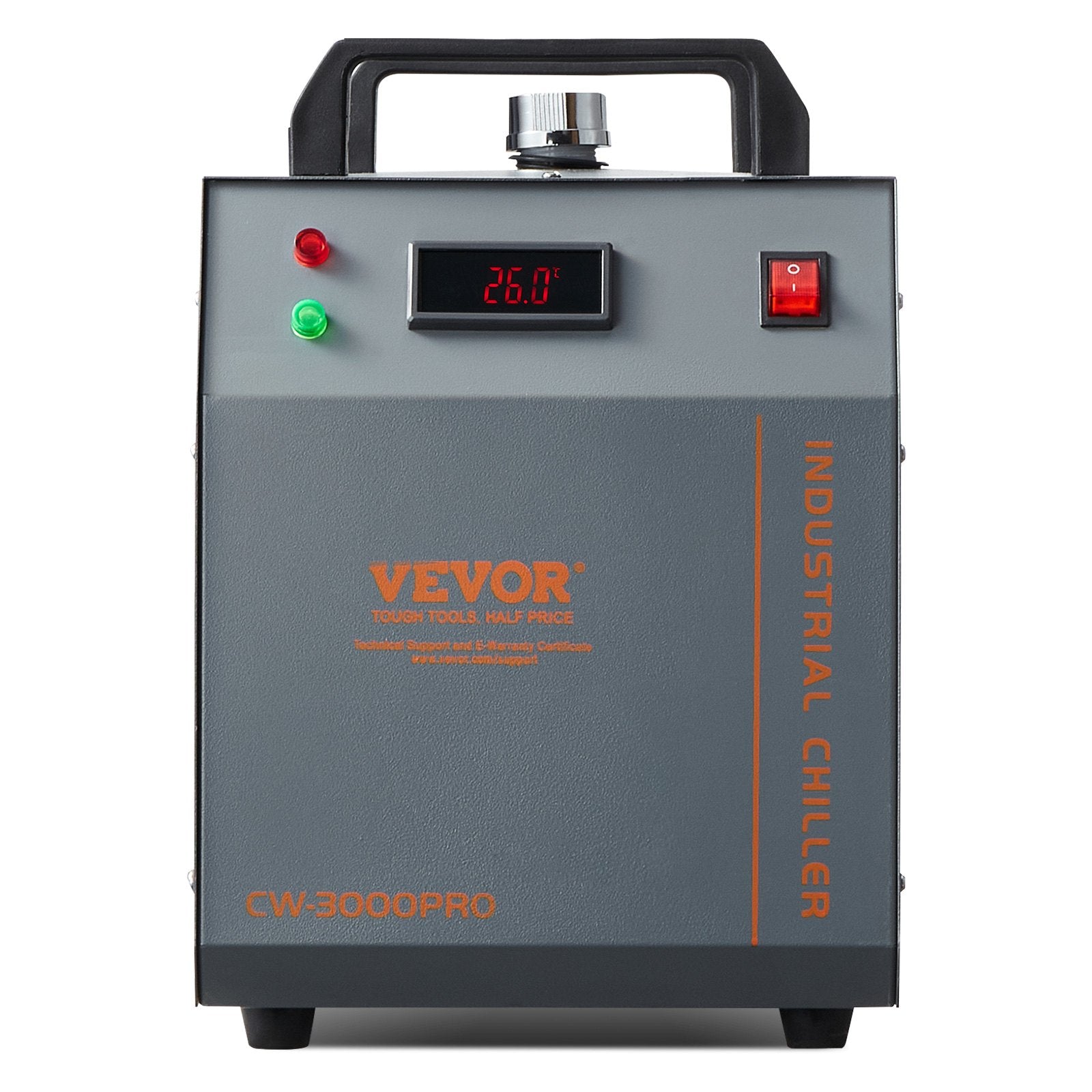 VEVOR Industrial Water Cooler CW-3000(PRO), 150W Air Cooling System with 12L Water Tank and 18L/min Maximum Flow Rate, Suitable for Laser Engraving Machines