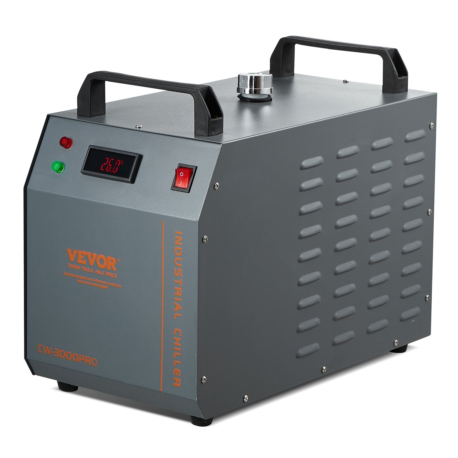 VEVOR Industrial Water Cooler CW-3000(PRO), 150W Air Cooling System with 12L Water Tank and 18L/min Maximum Flow Rate, Suitable for Laser Engraving Machines