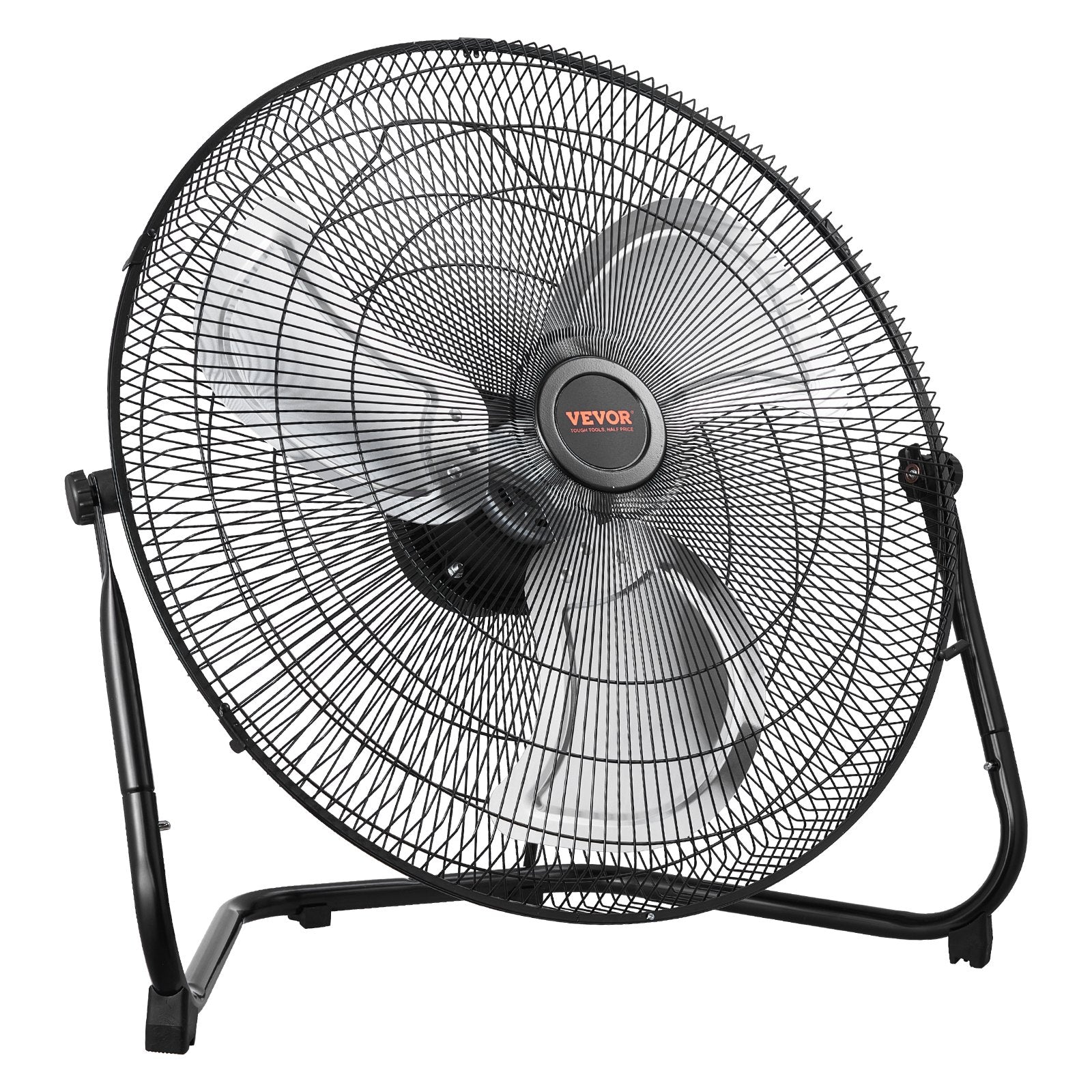 VEVOR 50 cm grīdas ventilators, 3 ātrumi, 360° regulējams leņķis, jaudīgs rūpnieciskais ventilators