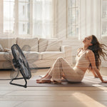 VEVOR 50 cm grīdas ventilators, 3 ātrumi, 360° regulējams leņķis, jaudīgs rūpnieciskais ventilators