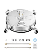 VEVOR 38 cm augstspiediena mazgātāja virsmas tīrītājs ar 4 riteņiem, maksimālais spiediens 4000 PSI, ar 2 pagarināmajām spraudstieņiem