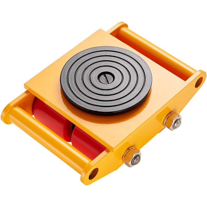 VEVOR Транспортировочный ролик для промышленного оборудования, грузоподъемность 6 т, прочный ролик из углеродистой стали с 4 полиуретановыми колесами, вращающимися на 360° и нескользящей поверхностью, подходит для складов, мастерских и заводов