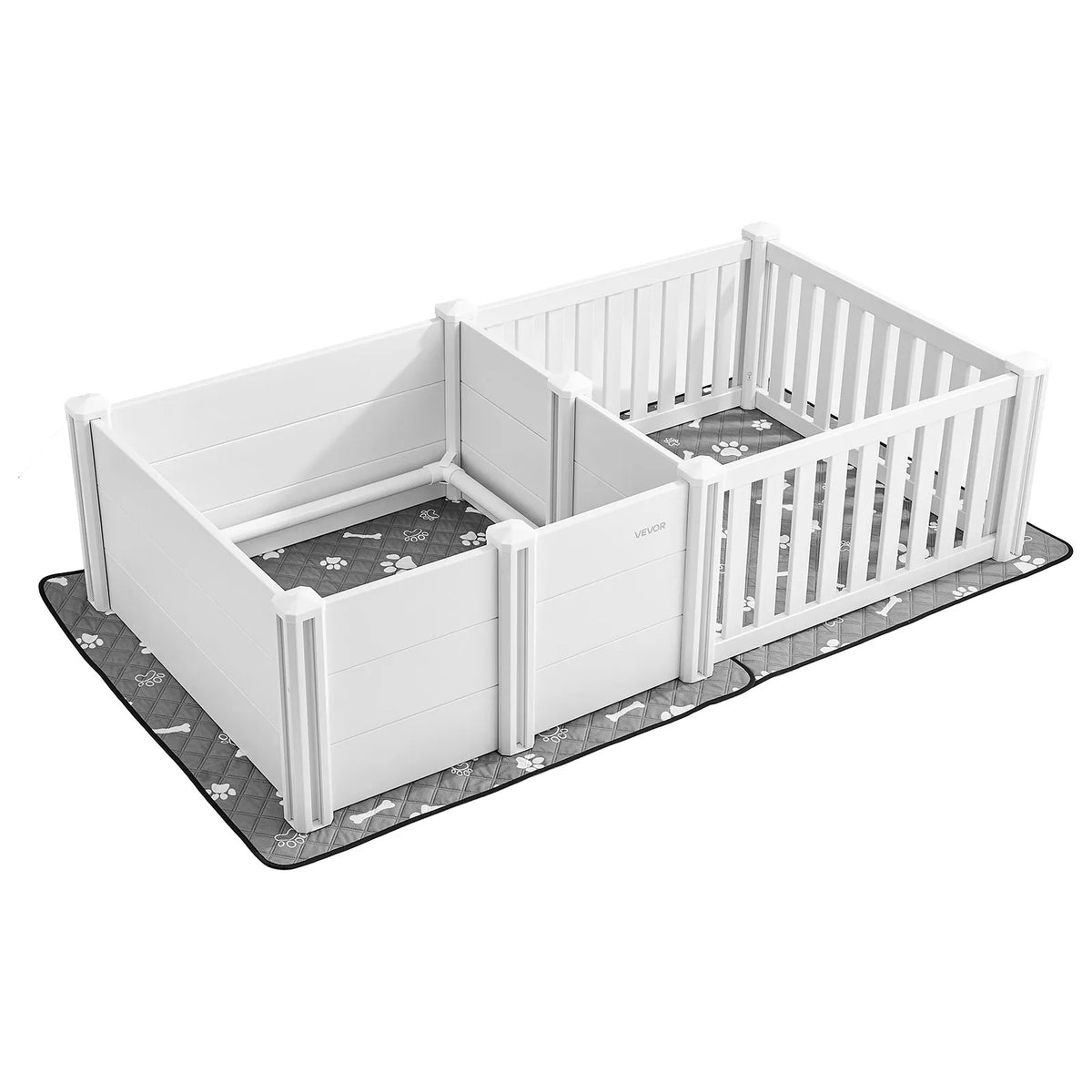 VEVOR suņu dzemdību kaste, 186 x 97 x 50 cm, plastmasas kucēnu manēža ar regulējamu ieejas augstumu un ūdensizturīgu paklāju, viegli tīrāma, izturīga, piemērota vidēja izmēra suņiem