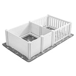 VEVOR suņu dzemdību kaste, 186 x 97 x 50 cm, plastmasas kucēnu manēža ar regulējamu ieejas augstumu un ūdensizturīgu paklāju, viegli tīrāma, izturīga, piemērota vidēja izmēra suņiem