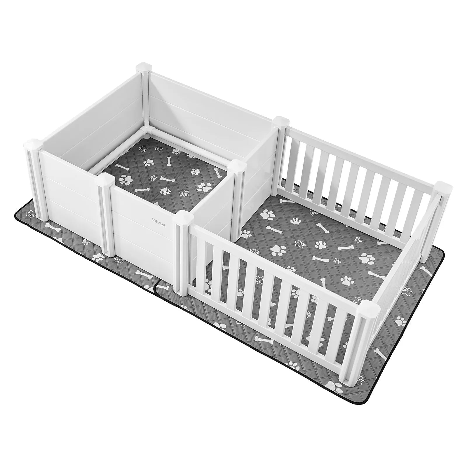 VEVOR suņu dzemdību kaste, 186 x 97 x 50 cm, plastmasas kucēnu manēža ar regulējamu ieejas augstumu un ūdensizturīgu paklāju, viegli tīrāma, izturīga, piemērota vidēja izmēra suņiem
