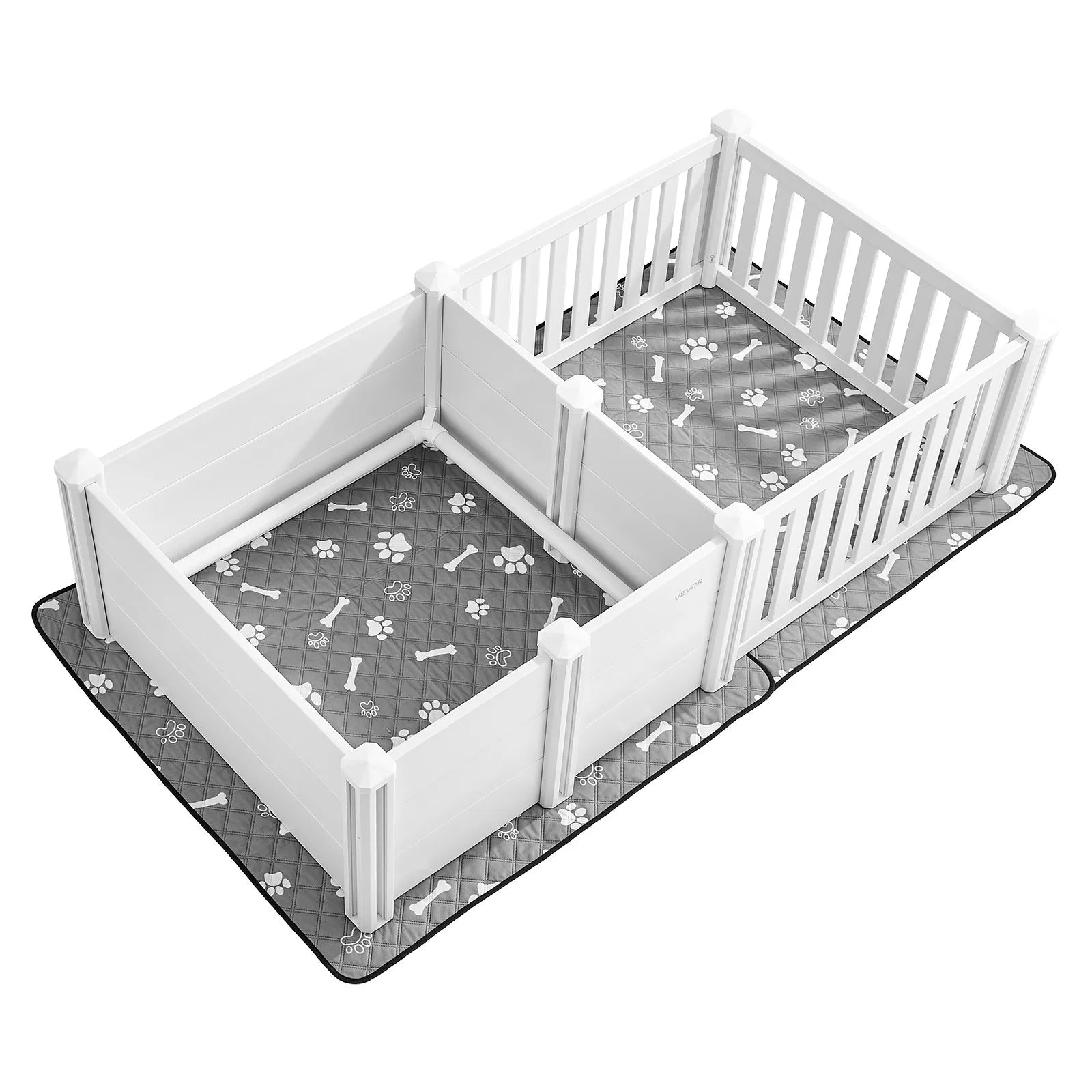 VEVOR suņu dzemdību kaste, 186 x 97 x 50 cm, plastmasas kucēnu manēža ar regulējamu ieejas augstumu un ūdensizturīgu paklāju, viegli tīrāma, izturīga, piemērota vidēja izmēra suņiem