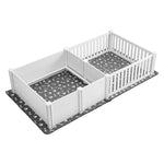 VEVOR kucēnu dzemdību kaste suņiem, 237 x 123 x 46 cm, PVC kucēnu manēža ar regulējamu ieejas augstumu un mazgājamu paklāju, 2 zonu konstrukcija īpaši lielo šķirņu suņiem, pienbalta
