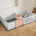 VEVOR kucēnu dzemdību kaste suņiem, 237 x 123 x 46 cm, PVC kucēnu manēža ar regulējamu ieejas augstumu un mazgājamu paklāju, 2 zonu konstrukcija īpaši lielo šķirņu suņiem, pienbalta